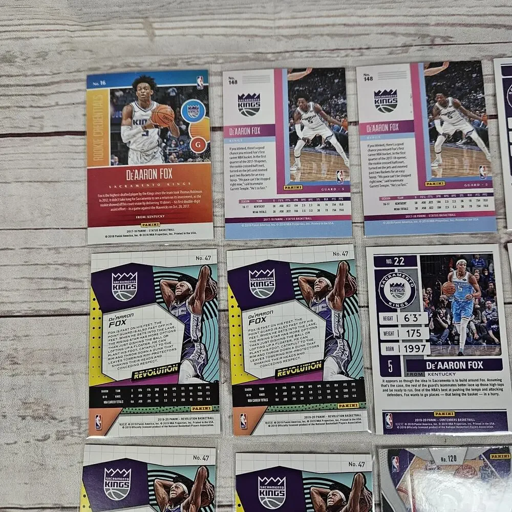 De'Aaron Fox Card Lot Of 16 Cards Rookie And Sophomore Year Panini Status Prizm